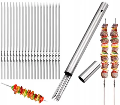 Produktbild von Edelstahl Grillspieße Schaschlikspieße 35 cm 20 Stück Set