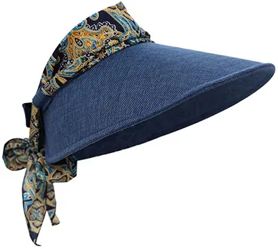 Produktbild von Faltbare Damen Sonnenhut Sommerhut Outdoor Sonnenblende Sonnenschild Strand Anti-UV Hut Schirmmütze mit Klettverschluss