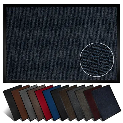 Produktbild von Furni24 Fußmatte Schmutzfangmatte 120 x 180 cm Blau/Schwarz – Rutschfeste Waschbare Türmatte für Innen- & Außenbereich