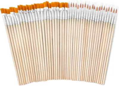 Produktbild von 40 Stück Pinsel Set, 20 Flache Pinsel und 20 Stück Runde Kleine für Kunstmalerei und Details