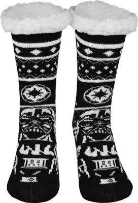 Produktbild von Star Wars Hüttensocken - Darth Vader Haussocken für Herren Kuschelsocken Flauschige Wintersocken warme Männer Socken Schwarz/Weiß  39-42