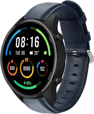 Produktbild von Strap-it Xiaomi Mi Watch Lederarmband (Dunkelblau)