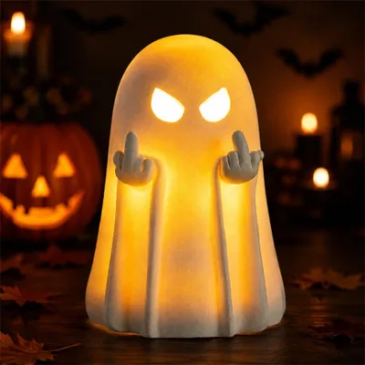 Productafbeelding van Geisterlamp - 3D-figuur met middelvingergebaar - Decoratieve lamp - Wit