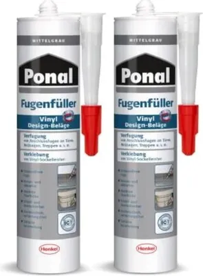 Produktbild von Ponal Fugenfüller Vinyl Design-Beläge, Kartusche, Mittelgrau, 2x395g