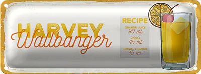 Produktbild von Blechschild Rezept Harvey Wallbanger Cocktail Recipe 27x10cm