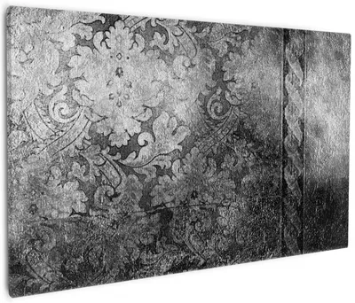 Produktbild von Wallario Premium Leinwandbild Schnörkelmuster in grau in Größe 60 x 90 cm