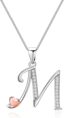 Image de Mesovor Chaîne Initiale Argent 925 avec Zirconia, Collier Femme Fille