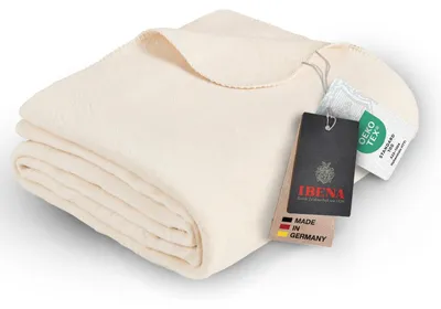 Produktbild von Ibena Malaga Bio Wolldecke 150x200 cm – 100% Baumwolle,  Germany, Baumwolldecke wollweiß – Größe 150 x 200 cm