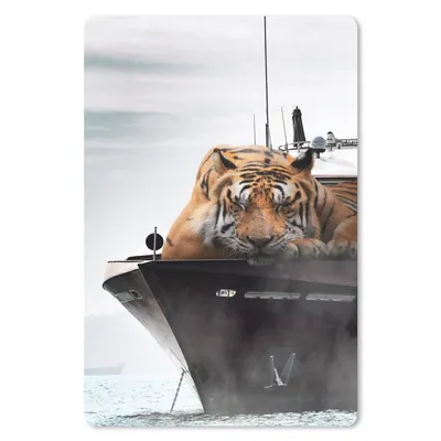 Produktbild von MuchoWow® Mauspad Mousepad Tiger - Boot - Meer 40x60 cm - Mousepads - Maus Mat - Pad - Mausunterlage - Schreibtisch Accesoire