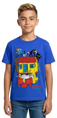 Produktbild von Spreadshirt Pippi Langstrumpf Villa Kunterbunt Teenager T-Shirt, 152/164 (12-14 Jahre), Royalblau