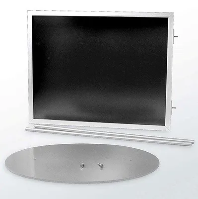 Produktbild von Ovalfuss Infoständer in silber DIN A1 Postermaß