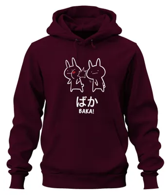 Produktbild von ばか BAKA! Anime Kawaii Hase Ohrfeige Otaku Manga Japan Hoodie Kapuzenpullover, Burgundy, S