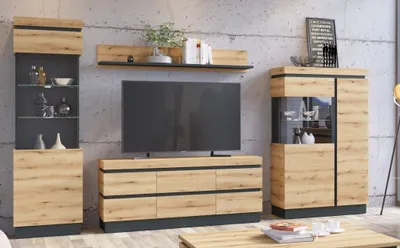 Produktbild von Wohnwand >Corte< (4-teilig) in  Evoke Eiche Nachbildung - 325x201x45cm (BxHxT)