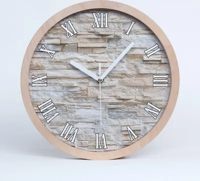 Produktbild von Holzuhr 30fi cm wanduhr - weiße Spitzen - Ziegelwand