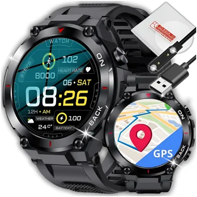 Smartwatch Męski Zegarek Z Gps Pl Menu Tętno Puls Sen Kroki Kalorie + Szkło