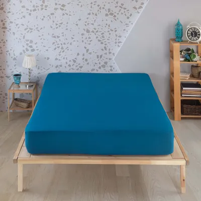 Produktbild von Vency Premium Jersey Spannbettlaken 200x200cm Petrolblau - Spannbetttuch 100% Baumwolle, Bettlaken 200x200 Bis 35 cm Matratzenhöhe, Petrolblau, 200x200 cm