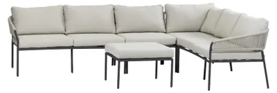 Produktbild von 5-tlg. Corner Lounge Set Elvira | Inkl Hocker & Mittelelement | Schwarz