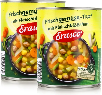 Produktbild von Erasco Frischgemüse-Topf Fleischklößchen 800g Fertigessen (2er Pack)