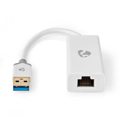 Produktbild von Nedis USB-Netzwerkadapter - USB 3.2 Gen 1 - 1 Gbps - USB-A Stecker - RJ45 Buchse - 0.20 m - Rund - Vergoldet - Reines Kupfer - Weiss - Box