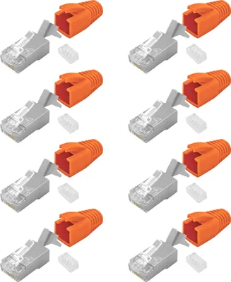 Produktbild von 8x ARLI RJ45 Netzwerkstecker mit Zugentlastung, Einführhilfe und Tülle für Verlegekabel Cat7