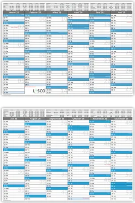Produktbild von Tafelkalender DIN A3 2026 (1 Stück) Format (297 x 420 mm) 300g BD Papier  beschreibbar