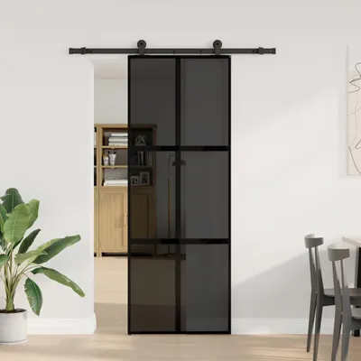 Obrázek produktu pro vidaXL Posuvné dveře s kováním 76x205 cm tvrzené sklo a hliník