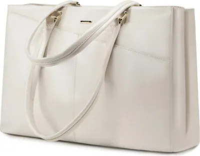 Image de Sacoche pour ordinateur portable Femme 15,6 pouces Sac à main d'enseignant Beige