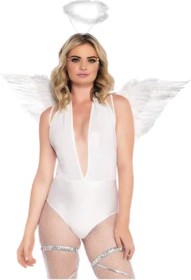 Immagine prodotto di Costume da angelo con ali bianche, 2 pezzi, Carnevale