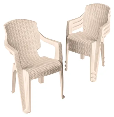 Image de Garronda, lot de 4 chaises de jardin empilables, aspect rotin, modèle GD-0254, couleur beige