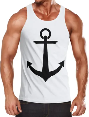 Produktbild von Herren Tanktop, Anker Motiv Aufdruck Anchor, Muskelshirt Achselshirt Moonworks®  XL