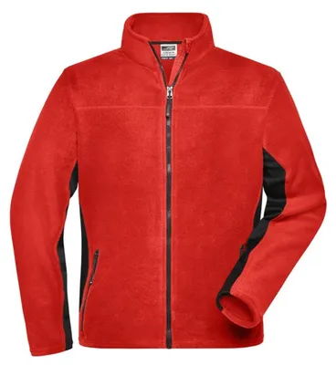 Produktbild von James and Nicholson - "Strong" Fleecejacke für Herren, Arbeit LT2789 (3XL) (Rot/Schwarz)
