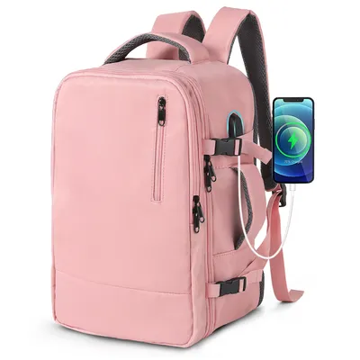 Produktbild von Cityrucksack Rucksack Wasserdichter Backpack Schultasche mit Laptopfach Handgepäck Rucksack Für Flugzeug Unter Sitzplatz Tasche (Rosa)