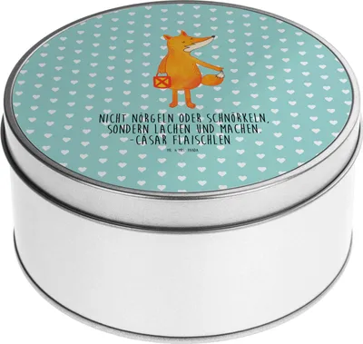 Produktbild von Mr. & Mrs. Panda Dose Fuchs Laterne - Türkis Pastell - Geschenk, Vorratsdose, keksdosen, Keksdose, zuckerdose, Sankt Martin, Positiv, Optimistisch, Vorratsdosen