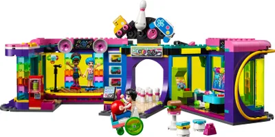 Produktbild von LEGO 41708 Friends Rollschuhdisco Spielzeug mit Arcade und Bowlingbahn, inkl. 3 Mini-Puppen, darunter Andrea, Evelyn und Jackson, als Geschenk für Kinder ab 7 Jahren