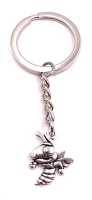 Image de Onwomania Porte-clés Abeille en colère Frelon argenté Pendentif métal Charm
