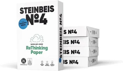 Produktbild von Steinbeis No 4 - Evolution White 80g/m² DIN-A4 2500 Blatt 100 % Recycelt weiß