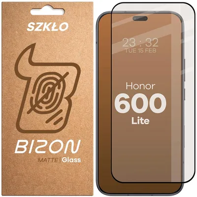 Produktbild von Mattes Hartglas für Honor 600 Lite 5G, Bizon Glass Matte, Schwarzer Rahmen