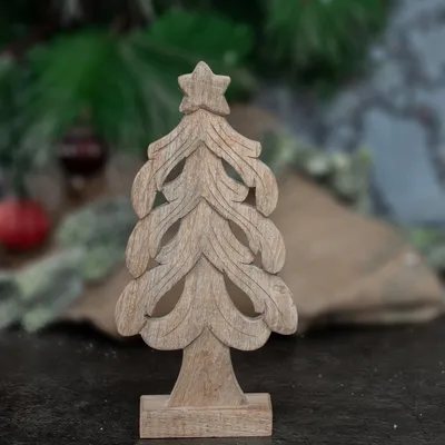 Produktbild von Skulptur, Weihnachtsbaum Naturholz, Tischdeko zu Weihnachten, Tannenbaum