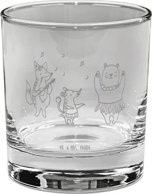 Produktbild von Mr. & Mrs. Panda Tumbler Waldtiere Aloha - Transparent - Geschenk, Whiskyglas, Igel, Leben, Gute Laune, Bär, Old Fashioned Glas, Whiskeyglas, Wald, Tanzen, Musik, Gravur