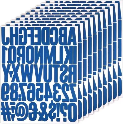 Produktbild von Alphabetische Vinylsticker-Sets, Selbstklebende Buchstaben und Ziffern für Dekoration und Bastelprojekte, Dunkelblau, 10 Blätter/500 Stück