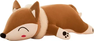 Produktbild von Plüsch Kissen Fuchs Corgi Plüschtier Kuscheltier Kuschelkissen Plüschkissen Spielzeug Geburtstag Weihachten Geschenk Schlafpuppe (Braun 70cm)