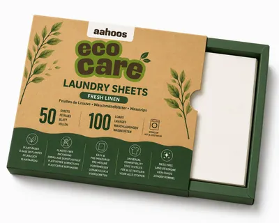 Produktbild von AAHOOS ECOCARE Waschmittelblätter Fresh Linen 50 Blatt (100 Waschladungen)