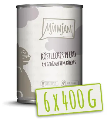 Produktbild von MjAMjAM köstliches Pferd an gedämpftem Kürbis, Adult, jede Rasse, Pferd, Kürbis, 400 g, Getreidefrei