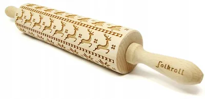 Obrázek produktu pro Folkroll Gravírovaný váleček sněhové vločky 43 cm