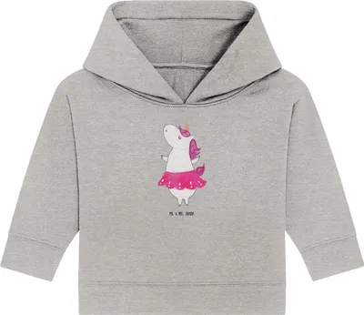 Produktbild von Mr. & Mrs. Panda Organic Baby Hoodie Einhorn Ballerina 12. - 18. Monat - Heather Grey - Geschenk, Kapuzenshirt, Tanzen, Party, Kapuzensweatshirt, Wohnung, Unicorn