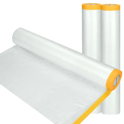 Obrázek produktu pro Ochranná fólie, rozměry 4 m x 20 m, 3 role, samolepicí, vodotěsná, odolná proti roztržení, vhodná pro malířské práce