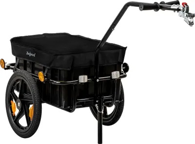 Zdjęcie produktu dla Przyczepka rowerowa Zelsius z pokrowcem, czarna, wózek transportowy, wózek rowerowy, przyczepka rowerowa