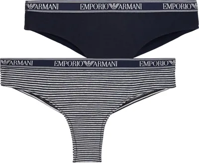 Obrázok produktu pre 2-pack EMPORIO ARMANI dámske spodné nohavičky Brazilian Brief Stretch Bavlna, farba:Blue, veľkosť:XL, produkt:-79035 navy / str. mar grey
