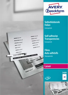 Immagine prodotto di AVERY Zweckform Laser/Kopier-Folien A4 transparent 100 Stück matt, selbstklebend (3480)