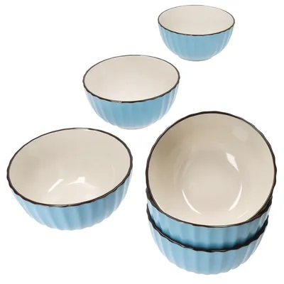 Produktbild von Mäser OSITA Hellblau Weiß 6x Schale 450ml Steingut 6 Pers für Dessert Salat Müsli